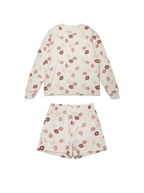 Grayson/Threads Cream Lip-Print Pajama Set - Pink & Brown